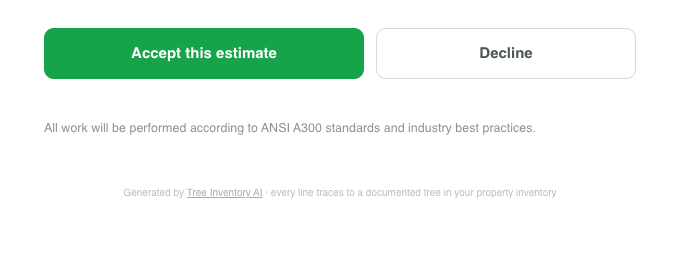 Standard ANSI A300 terms shown on a proposal
